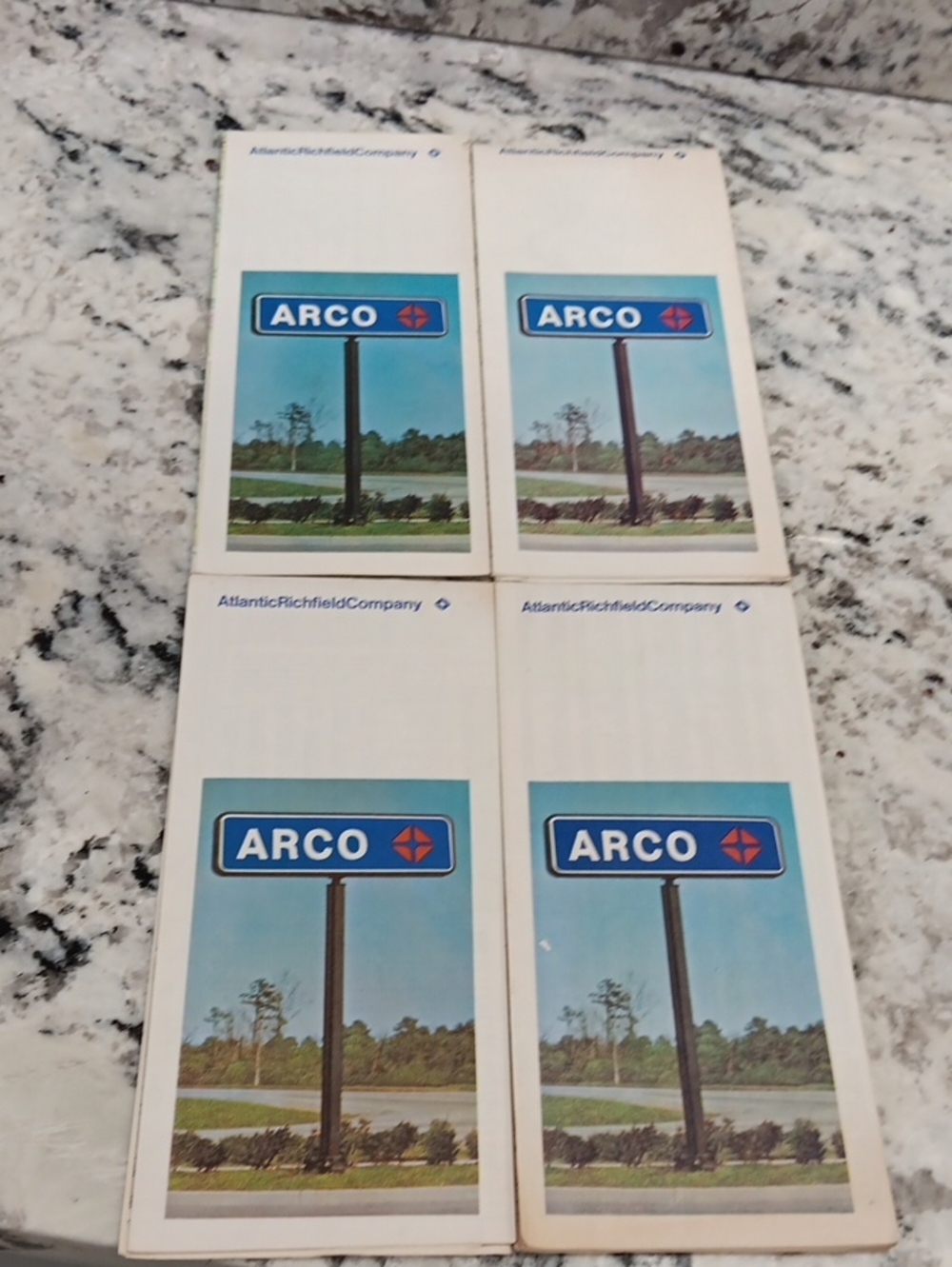 4 Arco Vintage Road Maps - Blue Sign Graphic (Set of 4)